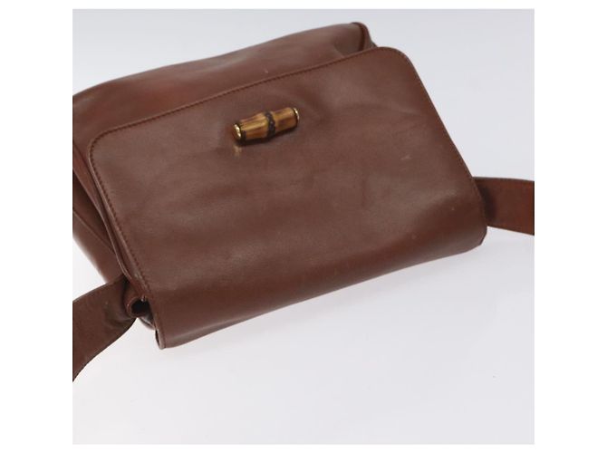 Borsa a Spalla Gucci Bamboo in Pelle Marrone Oro 001 14 1571 Auth fm4767 D'oro - vista 6