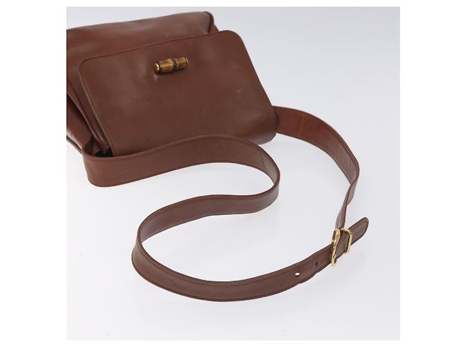 Borsa a Spalla Gucci Bamboo in Pelle Marrone Oro 001 14 1571 Auth fm4767 D'oro - vista 7