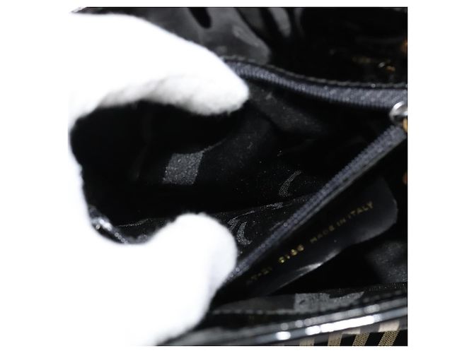 Zaino Salvatore Ferragamo in tela verniciata nera e oro Auth BA3113 - vista 11