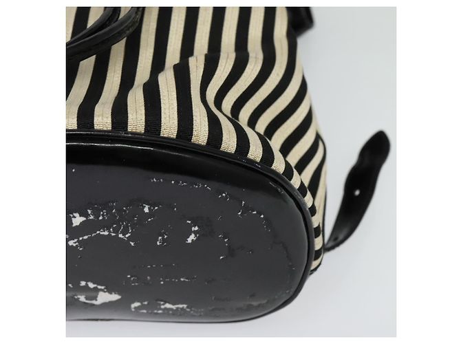Zaino Salvatore Ferragamo in tela verniciata nera e oro Auth BA3113 - vista 14