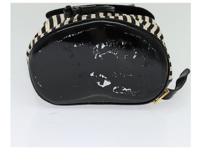 Zaino Salvatore Ferragamo in tela verniciata nera e oro Auth BA3113 - vista 5