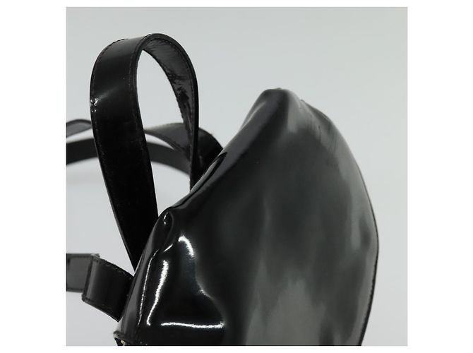 Zaino Salvatore Ferragamo in tela verniciata nera e oro Auth BA3113 - vista 6