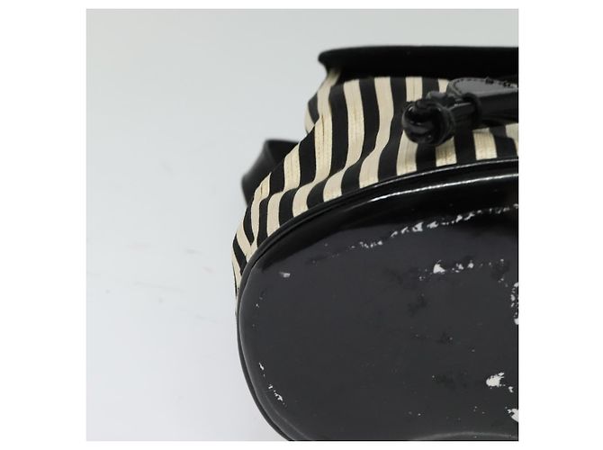 Zaino Salvatore Ferragamo in tela verniciata nera e oro Auth BA3113 - vista 9