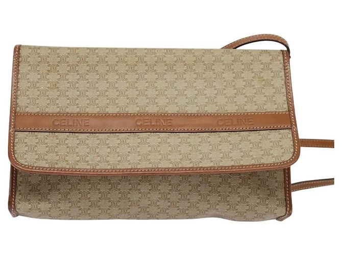Céline Borsa a spalla in tela Macadam CELINE beige Auth BA3577 - vista 13