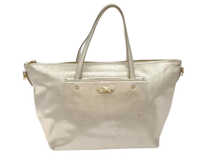 Borsa a mano in pelle Salvatore Ferragamo Champagne Oro Auth bs27089 D'oro - vista 13
