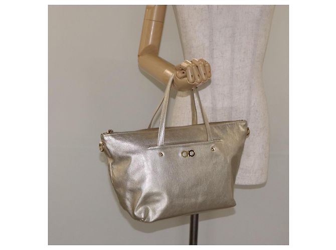 Borsa a mano in pelle Salvatore Ferragamo Champagne Oro Auth bs27089 D'oro - vista 22