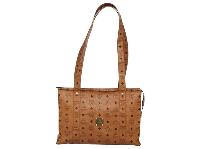 Borsa a spalla MCM Logogram Vicetos in pelle PVC marrone oro Auth BA3258 D'oro - vista 13