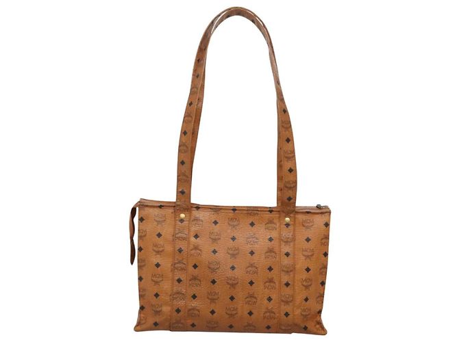 Borsa a spalla MCM Logogram Vicetos in pelle PVC marrone oro Auth BA3258 D'oro - vista 2