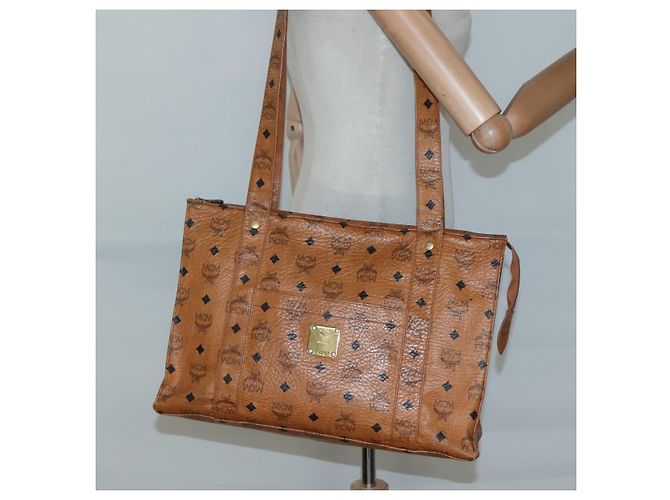 Borsa a spalla MCM Logogram Vicetos in pelle PVC marrone oro Auth BA3258 D'oro - vista 20