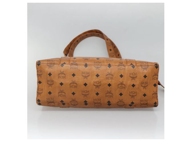 Borsa a spalla MCM Logogram Vicetos in pelle PVC marrone oro Auth BA3258 D'oro - vista 5