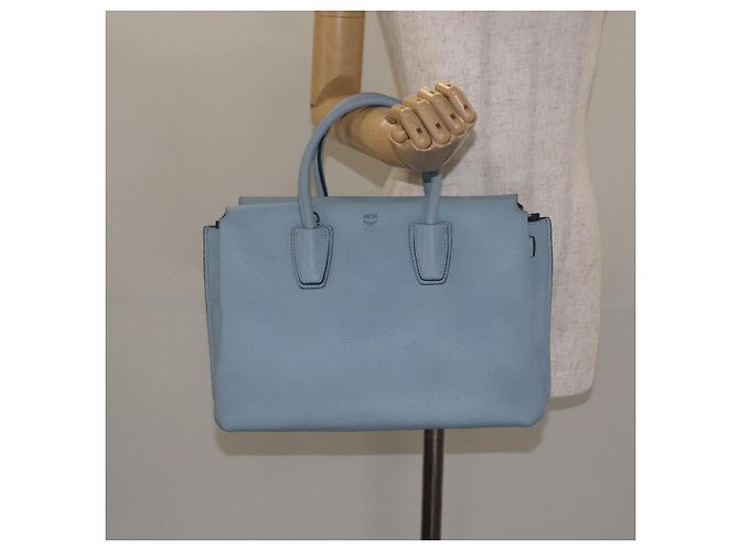 MCM Handtasche aus Leder hellblau silber authentisch BA3318 - Ansicht 22