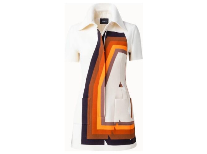Vestido Akris Zipe Estampado Crema Crudo - vista 2