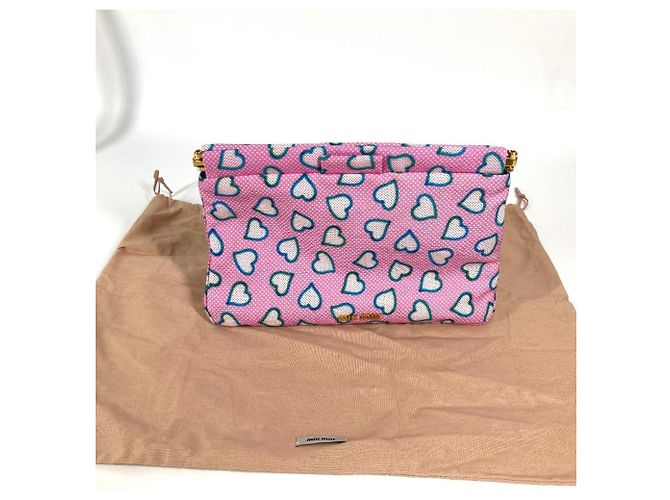 Borsa clutch con logo a cuore Miu Miu Rosa Blu - vista 13