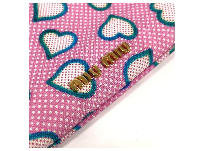 Borsa clutch con logo a cuore Miu Miu Rosa Blu - vista 7