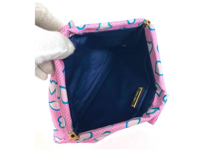 Borsa clutch con logo a cuore Miu Miu Rosa Blu - vista 9