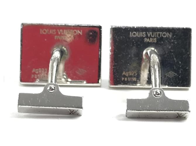 Louis Vuitton Train Pattern Cufflinks Silvery Blue - view 2