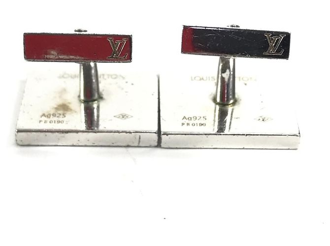 Louis Vuitton Train Pattern Cufflinks Silvery Blue - view 7