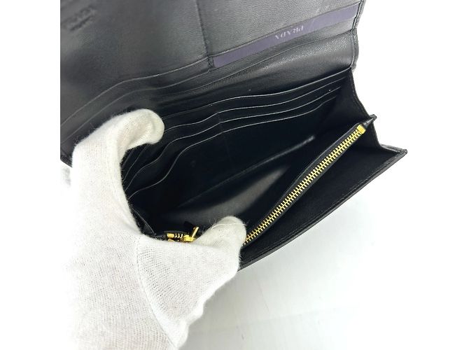 Prada 1M1132 Logo geraffte Geldbörse im Bifold-Format Schwarz - Ansicht 10