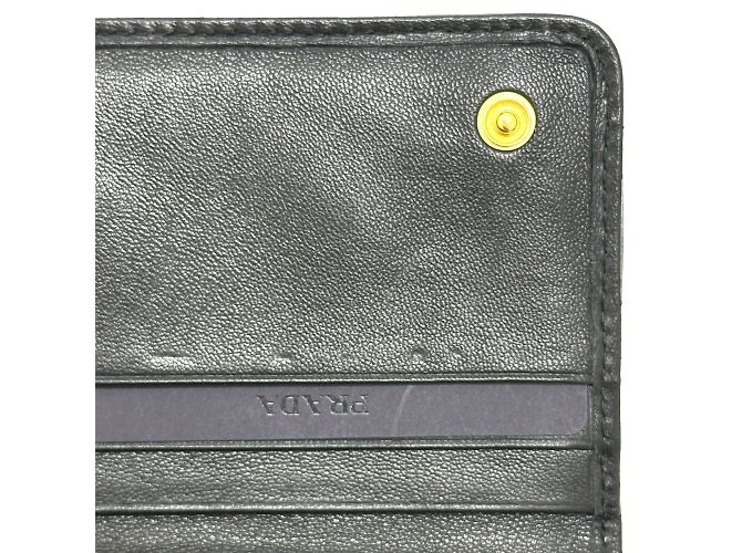 Prada 1M1132 Logo geraffte Geldbörse im Bifold-Format Schwarz - Ansicht 14
