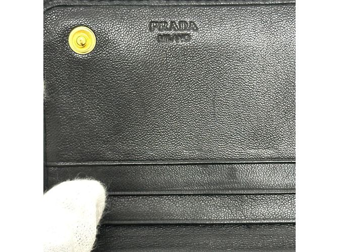 Prada 1M1132 Logo geraffte Geldbörse im Bifold-Format Schwarz - Ansicht 15