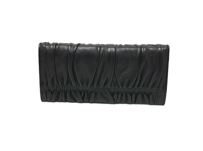 Prada 1M1132 Logo geraffte Geldbörse im Bifold-Format Schwarz - Ansicht 2