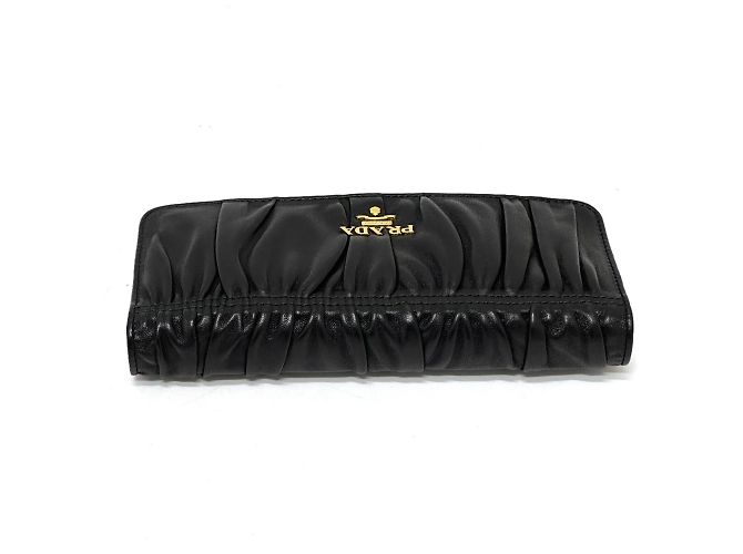 Prada 1M1132 Logo geraffte Geldbörse im Bifold-Format Schwarz - Ansicht 7
