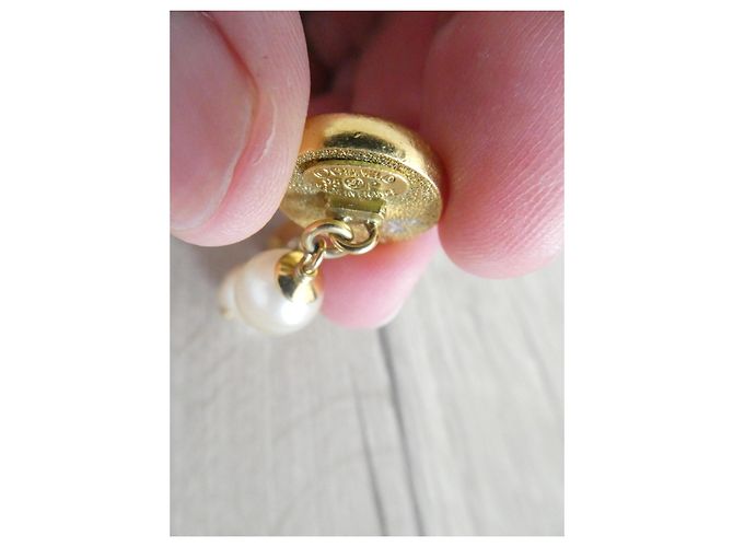 Chanel paio di gemelli per donna in acciaio dorato e perla, VINTAGE Gold hardware - vista 11