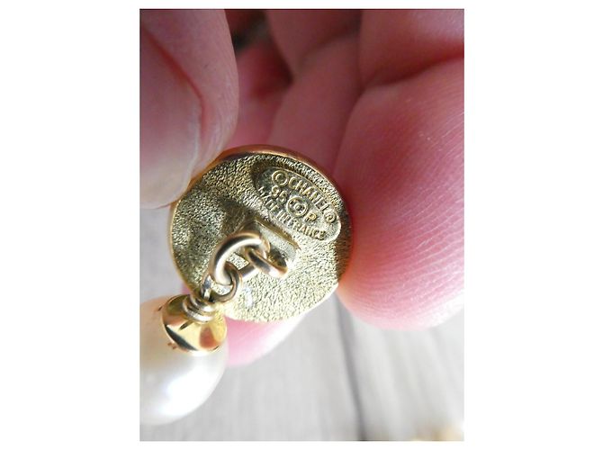 Chanel paio di gemelli per donna in acciaio dorato e perla, VINTAGE Gold hardware - vista 6