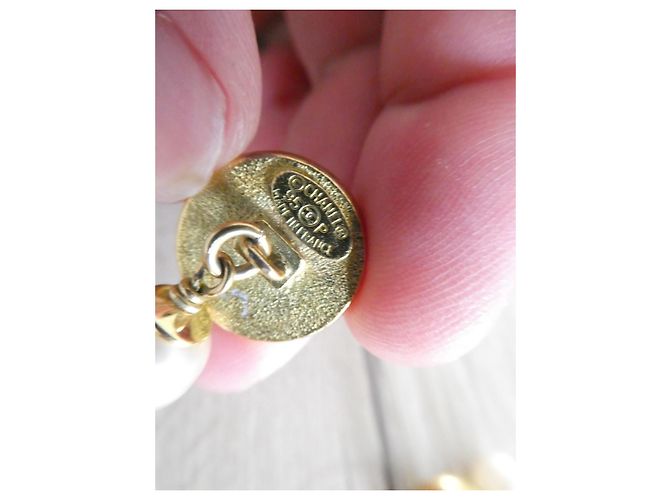 Chanel paio di gemelli per donna in acciaio dorato e perla, VINTAGE Gold hardware - vista 7