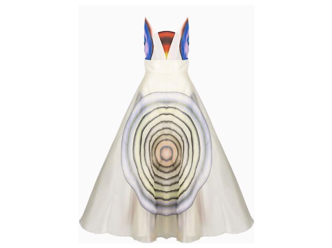 Fendi Vestido con Estampado de Círculos Abstractos Blanco - vista 2
