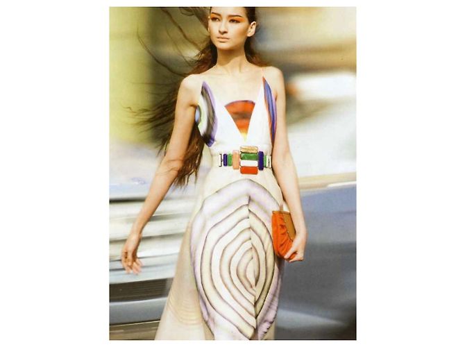 Fendi Vestido con Estampado de Círculos Abstractos Blanco - vista 4