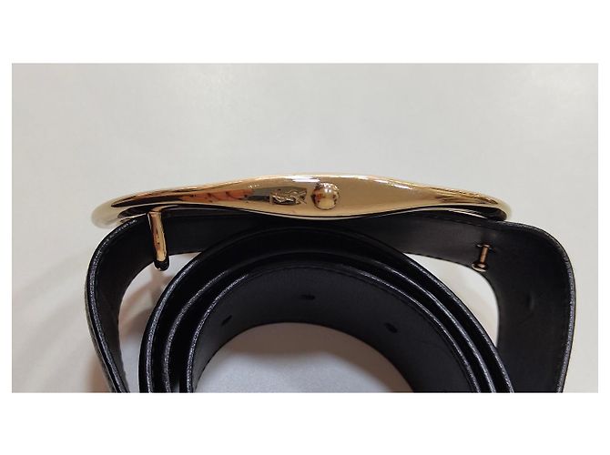 Yves Saint Laurent Gürtel mit ovaler YSL Monogramm Schnalle schwarz - Ansicht 8