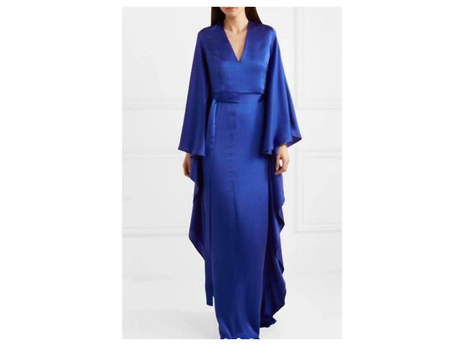 Autre Marque Vestido Aurora de Seda Azul - vista 2