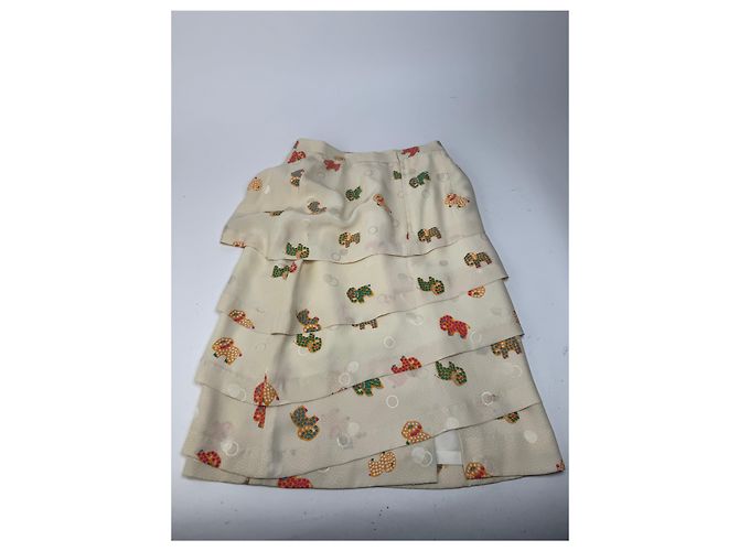 Conjunto de seda vintage Balenciaga beige - vista 12