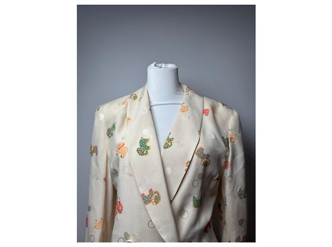 Conjunto de seda vintage Balenciaga beige - vista 14