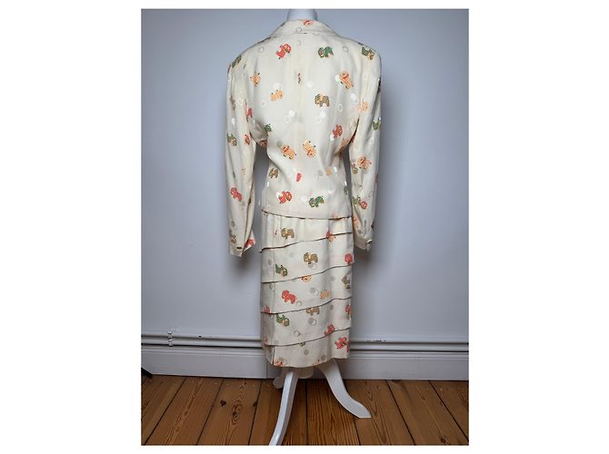 Conjunto de seda vintage Balenciaga beige - vista 3