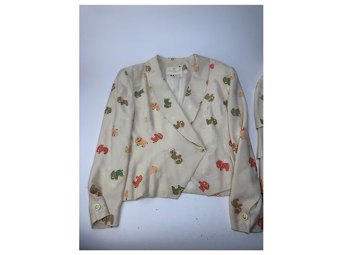 Conjunto de seda vintage Balenciaga beige - vista 5