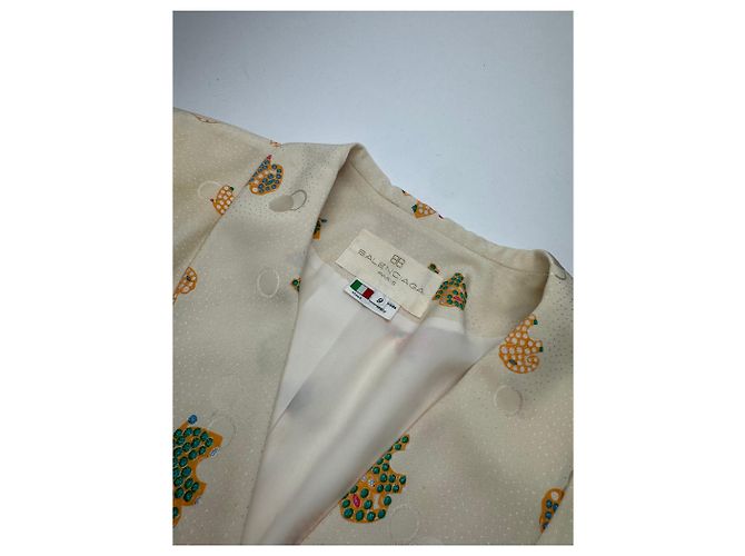Conjunto de seda vintage Balenciaga beige - vista 6