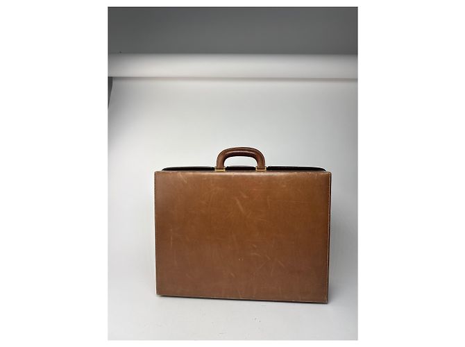 Valigia in pelle vintage Gucci marrone Cammello - vista 4