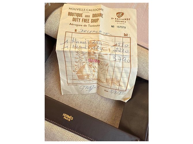 Pochete Hermès de Juta e Couro Bege - vista 13