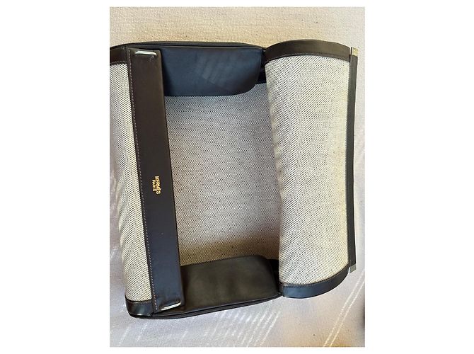 Pochete Hermès de Juta e Couro Bege - vista 3