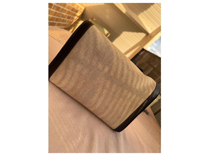 Pochete Hermès de Juta e Couro Bege - vista 6