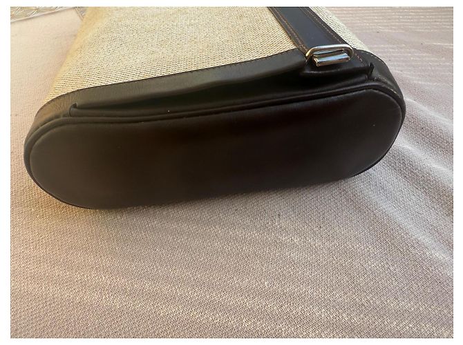 Pochete Hermès de Juta e Couro Bege - vista 9
