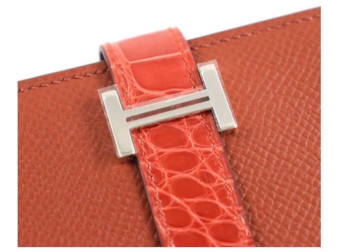 Hermès Cartera de cuero de cocodrilo HERMES Roja - vista 8