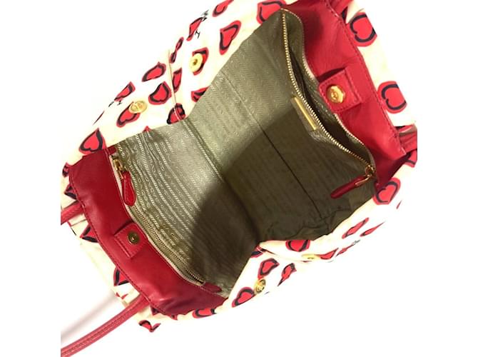 Tote Prada Herz-Logo-Handtasche Weiß Rot - Ansicht 12