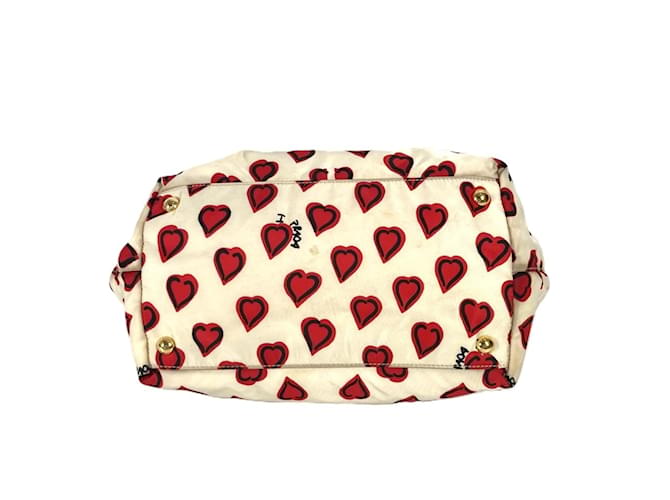 Tote Prada Herz-Logo-Handtasche Weiß Rot - Ansicht 4