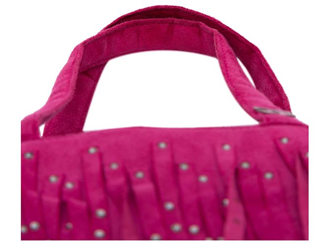 Chanel Pink Mini Wildleder Nieten Fransen Tote - Ansicht 10