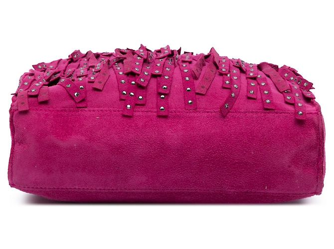 Chanel Pink Mini Wildleder Nieten Fransen Tote - Ansicht 3