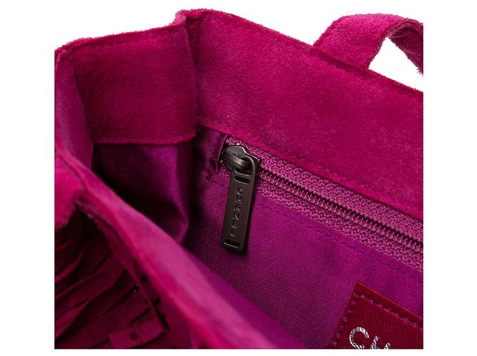 Chanel Pink Mini Wildleder Nieten Fransen Tote - Ansicht 7