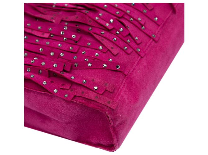Chanel Pink Mini Wildleder Nieten Fransen Tote - Ansicht 8